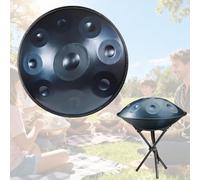 9/10/12 Notes Handpan Drum Instrument, 22 Pouces Handpan Drum in D Minor Percussion,Tambour À Main en Acier avec Sac, Maillets, Stand, Steel Tongue Drum 432Hz 440Hz(Blue,440HZ/9Note)