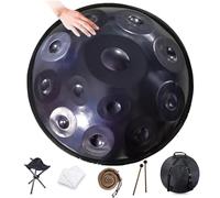 9/10/12 notes Handpan Drum Instrument,22 pouces in Handpan Drum In D Minor Percussion,Tambour à main en acier Avec Sac Soft Handpan,2 Maillets Handpan,Stand Handpan,Pour la guérison sonore,Méditation