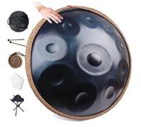 9/10/12 notes Handpan Drum Instrument,22 pouces in Handpan Drum In D Minor Percussion,Tambour à main en acier Avec Sac Soft Handpan,2 Maillets Handpan,Stand Handpan,Pour la guérison sonore,Méditation