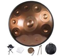 9/10/12 notes Handpan Drum Instrument,22 pouces in Handpan Drum In D Minor Percussion,Tambour à main en acier Avec Sac Soft Handpan,2 Maillets Handpan,Stand Handpan,Pour la guérison sonore,Méditation