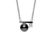 9-10 mm Natural Black Pearl 0,3 Carat Collier Moisanite Collier