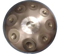 9/10 Note Handpan Drum 22 Pouces en Ré Mineur Tambour à Main Steel Drum Percussion avec Support De Handpan Et Sac De Handpan Souple, Gold, 10 Notes