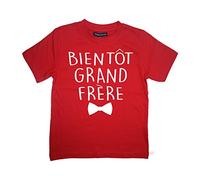 9-11 Ans Tee Shirt Rouge 'Bientôt Grand Frère'