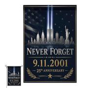 9/11 Drapeau de jardin 25e anniversaire 30,5 x 45,7 cm commémoratif en | Drapeau commémoratif de jardin extérieur pour commémoration du 11 septembre, réflexion familiale, affichage de cour et