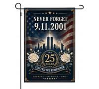 9/11 Drapeau de jardin 25e anniversaire 30,5 x 45,7 cm commémoratif en | Drapeau commémoratif de jardin extérieur pour commémoration du 11 septembre, réflexion familiale, affichage de cour et