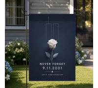 9/11 Drapeau de jardin 25e anniversaire 30,5 x 45,7 cm commémoratif en | Drapeau commémoratif de jardin extérieur pour commémoration du 11 septembre, réflexion familiale, affichage de cour et