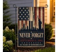 9/11 Drapeau de jardin 25e anniversaire 30,5 x 45,7 cm commémoratif en | Drapeau commémoratif de jardin extérieur pour commémoration du 11 septembre, réflexion familiale, affichage de cour et