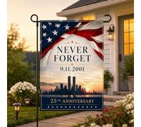 9/11 Drapeau de jardin 25e anniversaire 30,5 x 45,7 cm commémoratif en | Drapeau commémoratif de jardin extérieur pour commémoration du 11 septembre, réflexion familiale, affichage de cour et