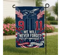 9/11 Memorial Never Forget Tribute Twin Towers Drapeau de jardin 30,5 x | Thème commémoratif patriotique, drapeau de cour, graphique jet de combat, hommage commémoratif, décoration extérieure