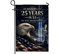 9/11 Memorial Patriotic Remembrance Drapeau de jardin aigle à tête blanche | Hommage patriotique, drapeau de cour, commémoratif du 11 anniversaire de mariage, fond de drapeau américain