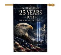 9/11 Memorial Patriotic Remembrance Drapeau maison aigle chauve 71 x 101 cm | Hommage patriotique, drapeau de cour, commémoratif du 11 anniversaire de mariage, fond de drapeau américain