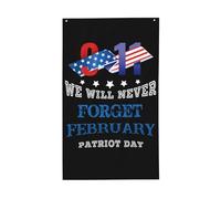 9.11 Nous n'oublierons jamais Journée patriotique de février | Drapeau vertical en polyester premium 90 x 150 cm (3 x 5 pi) avec impression inversée | Œillets en laiton | Ultra léger pour terras
