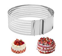 9-12 pouces Anneau coupe-gâteau, Anneau réglable en acier inoxydable pour couper les gâteaux en tranches rondes, antirouille, pour couper les gâteaux en mousse les moules à gâteaux la pâtisserie