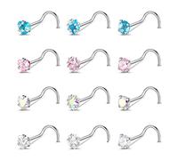9-12PCS Piercing Nez 316L Chirurgicale En Acier Inoxydable 20G Nez Stud Anneau Perçant Nez Os/L en Forme/Vis Anneaux de Nez Set