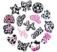 9/16 pièces Set de charms de style vache pour chaussures, décorations de chaussures en PVC pour sac de plage, accessoires de chaussures, idée de cadeau pour anniversaire, Noël, Saint-Valentin, Hallowe