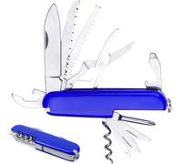 9 * 2.4 * 1.4cm Multifonction Couteau Suisse De Poche Suisse,Léger,Multitool,11 Fonctions,Tire Bouchon,Grand Lame,Ouvre Boite (Bleu)