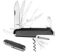 9 * 2.4 * 1.4cm Multifonction Couteau Suisse De Poche Suisse,Léger,Multitool,11 Fonctions,Tire Bouchon,Grand Lame,Ouvre Boite (Noir)