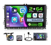 9"" 2+64G Android 15 Autoradio pour VW Golf 5 6 Passat Jetta Caddy T5 Tiguan Touran CarPlay Sans Fil GPS Bluetooth Caméra CameCho