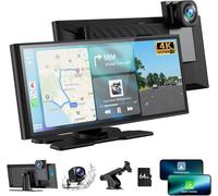9.26 Inch Car Radio A-pple Carplay Wireless Android Car with 4K Front Dashcam, 1080P Rear View Camera, Car Carplay Screen with Bluetooth, GPS, Voice Assistant, Mirror Link, AUX, 64G TF Card