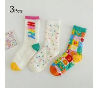 9/3/1 Paire de Chaussettes mi-mollet fines avec imprimé lettre et point pour filles 8-12Y,2-3Y,3-8Y,2-3 ans [1 paire émise au hasard],3-8 ans [1 paire envoyée au hasard],8-12 ans [1 paire émise au has