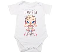 [9-3] Body Tu Vas Etre Papi/Annonce Grossesse Papi/Personnalisé/ 100% Coton 0-3 Mois