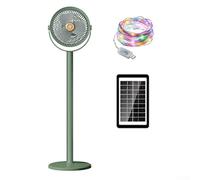 9,3" Ventilateur sur pied à énergie solaire, ventilateur télescopique USB rechargeable avec éclairage LED RVB de 5 m, batterie 4000 mAh, petit ventilateur sur pied pour chambre à coucher, bureau