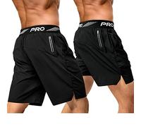 9" 5" Lot de 2 Sport Shorts pour Hommes, Cuissard de Running,Short de Course Séchage Rapide Pantalon Court avec Poches Zippées pour Fitness