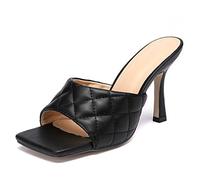 9.5CM Femmes Bout Ouvert Sandales À Talons Hauts Femmes Bout Carré Chaussures De Soirée Stiletto Pompes,Noir,41 EU