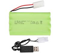 9,6V 2400mAh Batterie Ni-MH avec Connecteur KET-2P et Câble de Charge USB, Pack de Batteries NiMH AA Rechargeables pour Véhicules RC Voitures Camions Excavateurs Crawlers Jouets Tanks