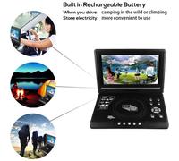 9,8 pouces Portable Lecteur CD/DVD écran LCD à écran plat de 270 degrés Lecteur de télévision Batterie rechargeable intégrée