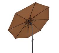 9.8ft Large Outdoor Patio Market Umbrella, Beach Parasol Wind Resistant with Push Button Tilt, Crank and 8 Sturdy Ribs (Color : Brown, Size : 9.8ft/300cm)