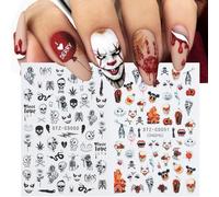 9 Autocollants D'art D'ongle D'halloween, Décalcomanies D'art D'ongle De Crâne 3d Self Adh Multicolore