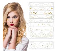 9 Autocollants Tatouage Dorés Taches De Rousseur, Patchs Argentés Brillants, Faux Tatouage Temporaire Imperméable Résistant À La Transpiration, Parfait Pour Fêtes Et Festivals (Doré, One Size)
