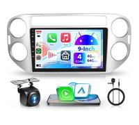 9"" Autoradio [4+64Go] Android pour VW Tiguan 2010-2015 - CarPlay Sans Fil, GPS, Mirror Link,BT,FM/RDS/DAB,DVR,EQ,WiFi,SWC,caméra