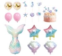 9 Ballons De Sirène, 6 Inserts De Sirène, Ballons En Queue De Poisson Et Coquillage, Décorations De Fête Sur Le Thème De La Sirène, Ballons Sur Le Thème De L'Océan, Décorations De Fête