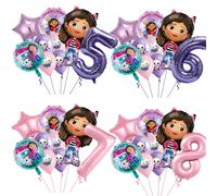 9 ballons en aluminium Gabby Dollhouse, 32 pouces, rose et violet, chiffres 1 à 9, pour la décoration de fête d'anniversaire des enfants et des filles purple - 1