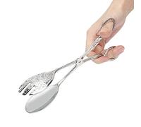 9 ”Buffet Servant Pinces Bronzeor Argent Cuisine Cuisine Pinces À Pinceaux Sculpté Royal En Métal Pinces Pinces À Salade Pinces À Gâteau Pains Pains Pinces à Pain (argent)