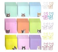 9 Cahiers De Chat Et 10 Pièces De Trombones, Autocollants De Notes De Couleur, Fournitures De Bureau Et Scolaires, Papier À Écrire Créatif.