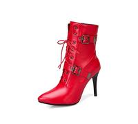 9 CM/3.54IN Mode Bottines Bout Pointu Passerelle Discothèque Stiletto Bottes Sexy Pôle Danse Discothèque Bottines,Rouge,42 EU