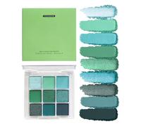 9-Color Green Glitter Eyeshadow Palette - 2.91x2.91x0.47in Pigmented Matte
