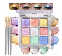 9 Colours Chameleon Eyeshadow,Shimmer Eyeshadow Palette with Brushes,Multichrome Eye Shadow Highlighter, Highly Pigmented Metallic Eyeshadows for Party Carvinal Festival Eye Makeup,Set B