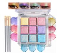 9 Colours Chameleon Eyeshadow,Shimmer Eyeshadow Palette with Brushes,Multichrome Eye Shadow Highlighter, Highly Pigmented Metallic Eyeshadows for Party Carvinal Festival Eye Makeup,Set C