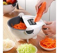 9 Dans 1 Mandoline Slicer légumes avec panier de vidange de pommes de terre Peeler carotte oignon Râpe Passoire Accessoires de cuisine Coupes légumes (White)