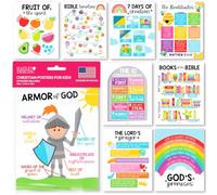 9 décorations colorées pour l'école du dimanche pour salle de ffiches d'école du dimanche, affiches chrétiennes, décoration de salle de hrétienne, livres de la Bible, 10
