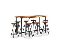 9-delige Barset massief gerecycled hout, echt leer en canvas3053446