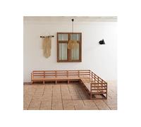 Vidaxl Salon De Jardin 9 Pcs Marron Miel Bois De Pin Massif Marron