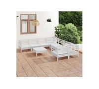 Vidaxl Salon De Jardin 9 Pcs Blanc Bois De Pin Massif