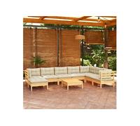 9-delige Loungeset met crÃmekleurige kussens massief grenenhout3096665