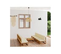 Vidaxl Salon De Jardin 9 Pcs Avec Coussins Bois De Pin Massif