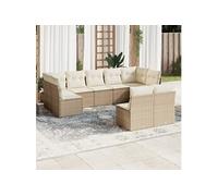 9-delige Loungeset met kussens poly rattan beige3249987